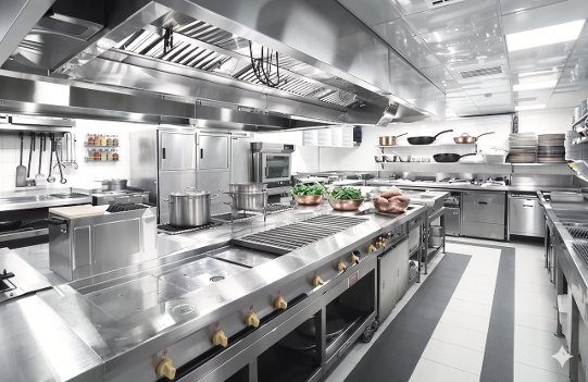 Completed AVC stainless steel commercial kitchen line